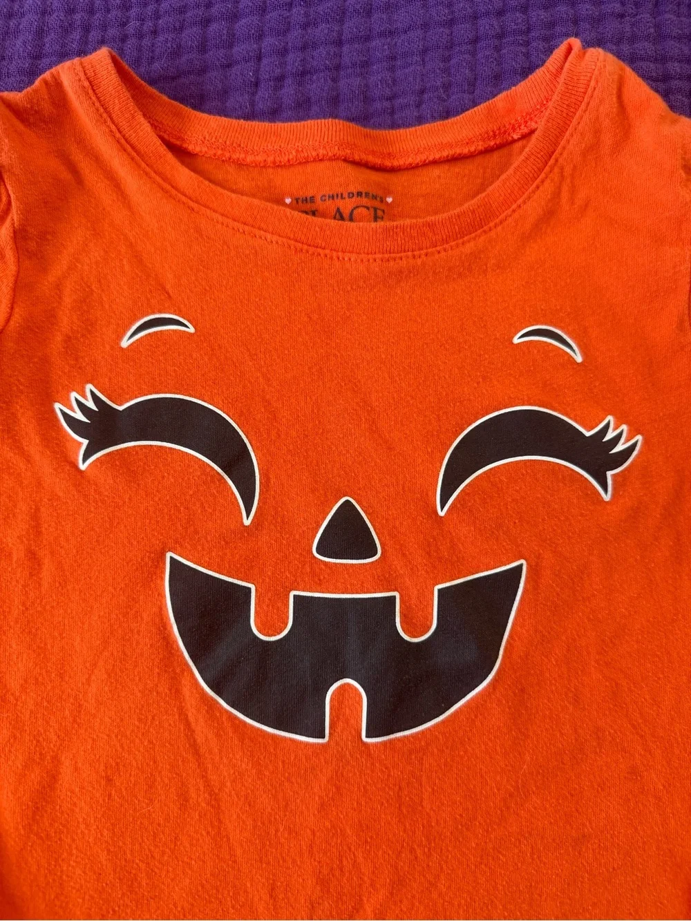 The Children's Place Orange Pumpkin Face Long Sleeve Tee